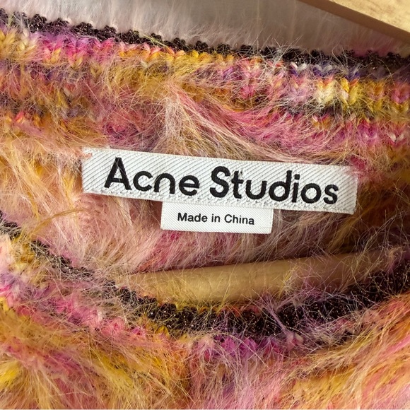 Acne Studios Koeur Slim-Fit Striped Faux Fur Hairy Sweater - Picture 3 of 4